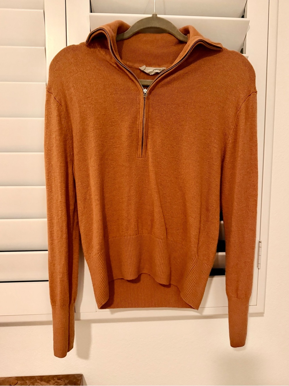 Everlane Women's Half-Zip Sweater in Rust SMALL